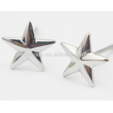 Prata Cinco-Pointed Star Stud Brincos Aço Inoxidável